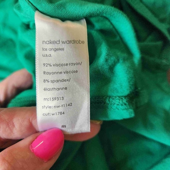 NWT Naked Wardrobe Womens Kelly Green Long Sleeve Cut-Out Shirt Size M - Picture 12 of 16